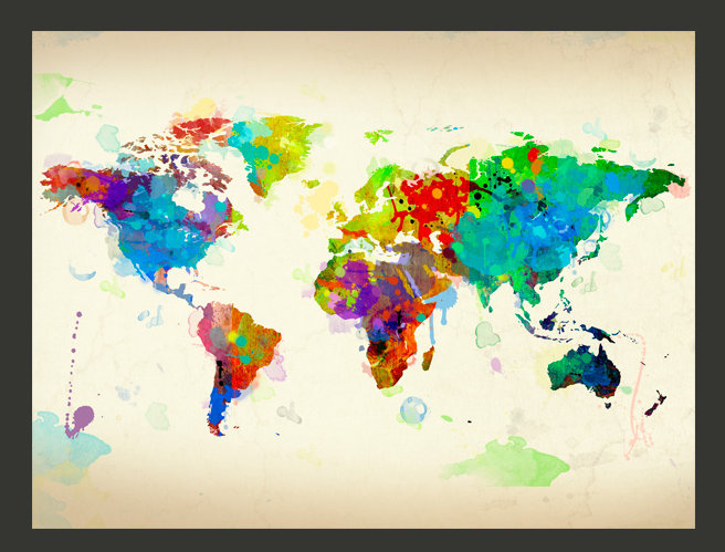 World Wallpaper Mural, Beige, 250 cm L x 193 cm W