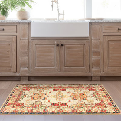 Tapis ottoman à tissage plat oriental ivoire