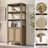 68.5''H Boho - Inspired Rattan Bookcase With Adjustable Shelf And Gold Accents-97848832