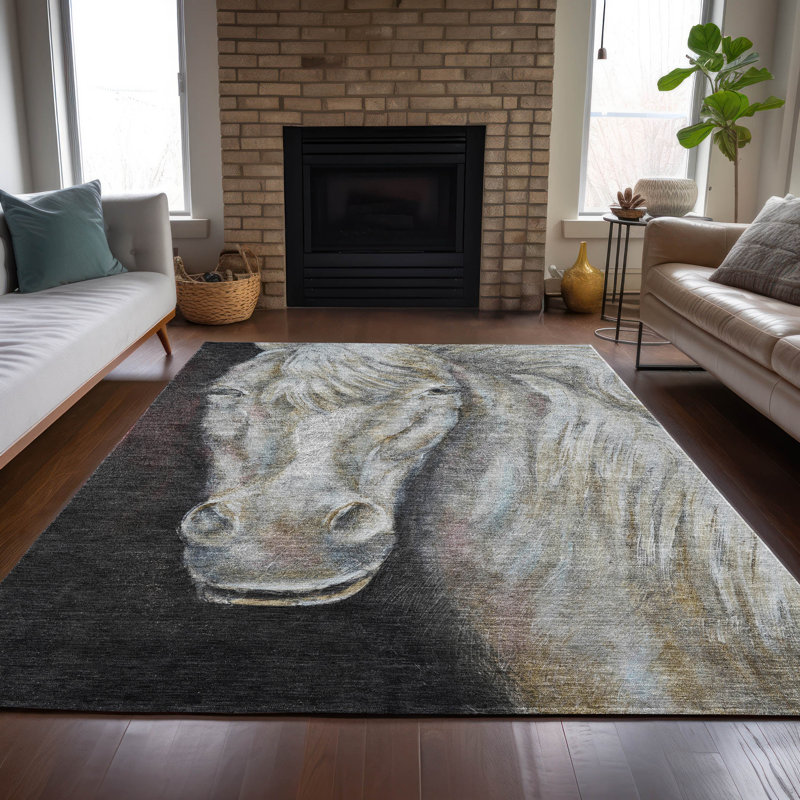 Tapis ivoire Xhevrie intérieur / extérieur lavable à la machine, Rectangle 10 pi x 14 pi