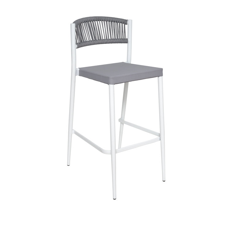 Tahiti Counter Stool with Metal Frame, Gray/White