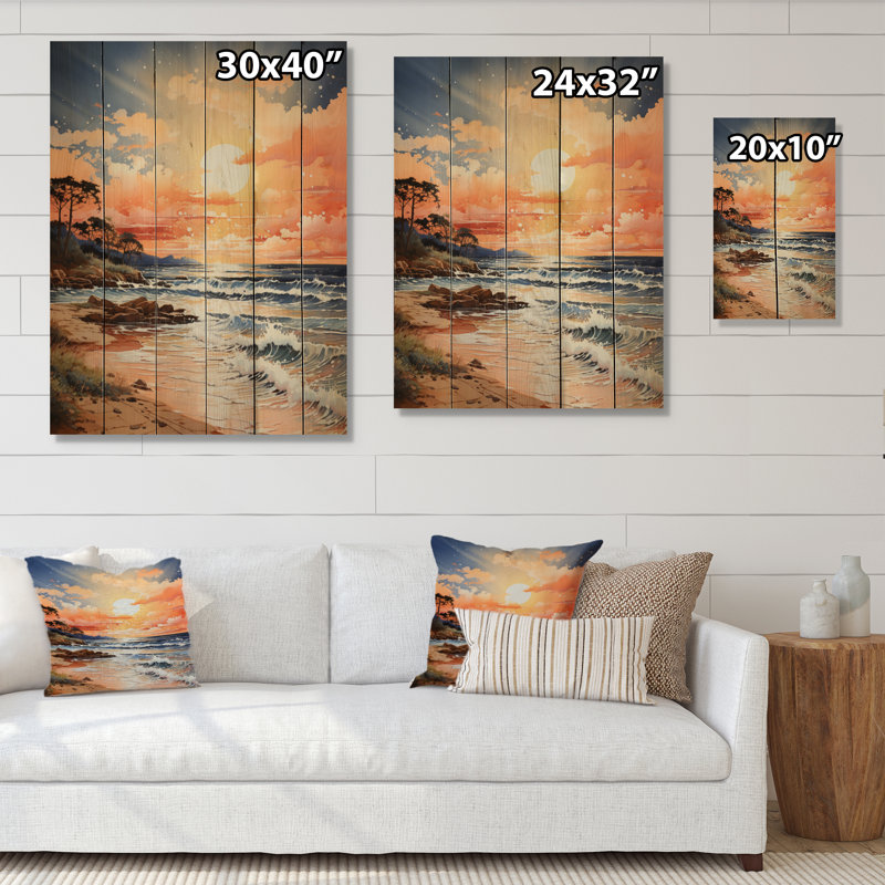«Beach Sunkissed Sands Pointillism II» sur bois, H 20 po x l 10 po x P 0,78 po
