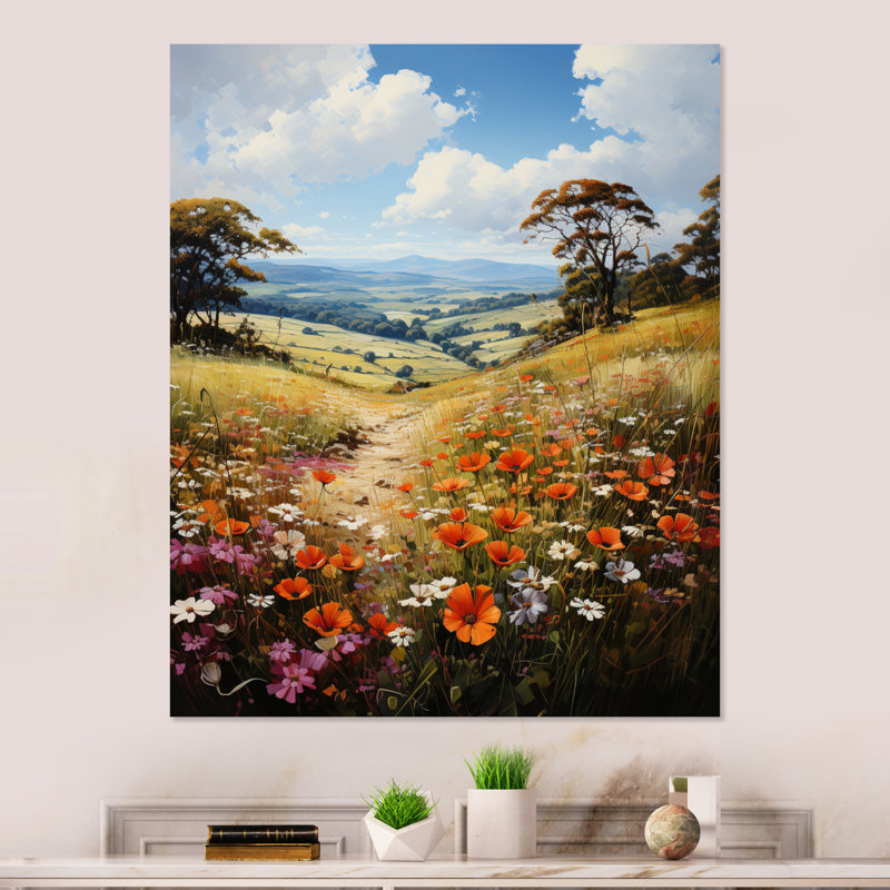 «England Wildflower Meadowsengland Landscape - England», reproduction d'art sur métal, H 32 po x l 24 po x P 1 po