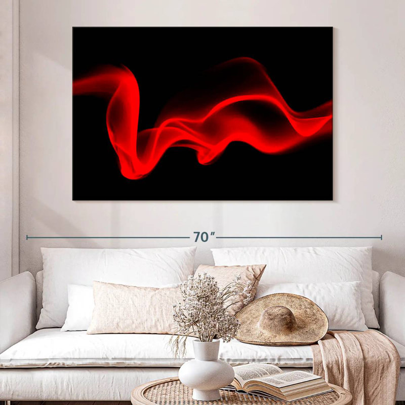 Abstrait numérique Wispy Red, H 34 po x l 51 po