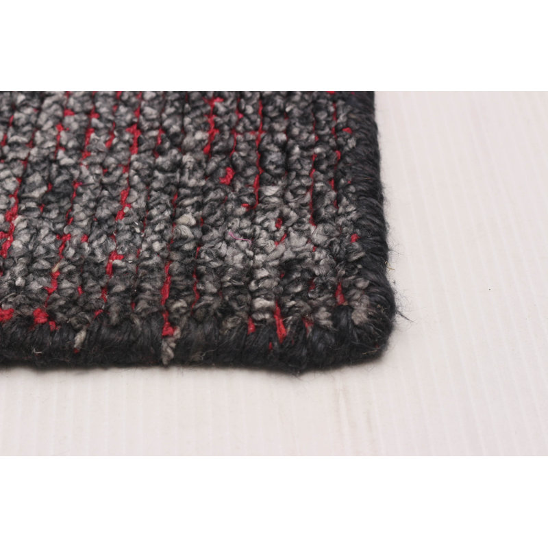 Tapis gris Loreto noué à la main unique 12 pi 1 po x 17 pi 5 po