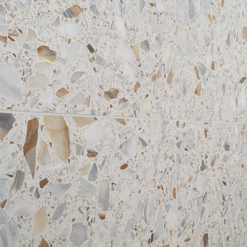 Terrazzo Italy 24x24 Honed Terrazzo Tile, Sacra Calacatta White
