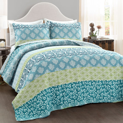 Bohemian 100% Cotton Reversible 3-Piece Quilt Set