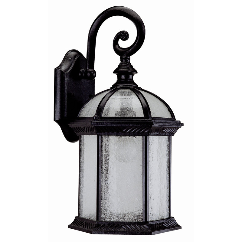 Lanterne murale d'extérieur H 15,5 po Ulrey, Noir, Verre biseauté transparent