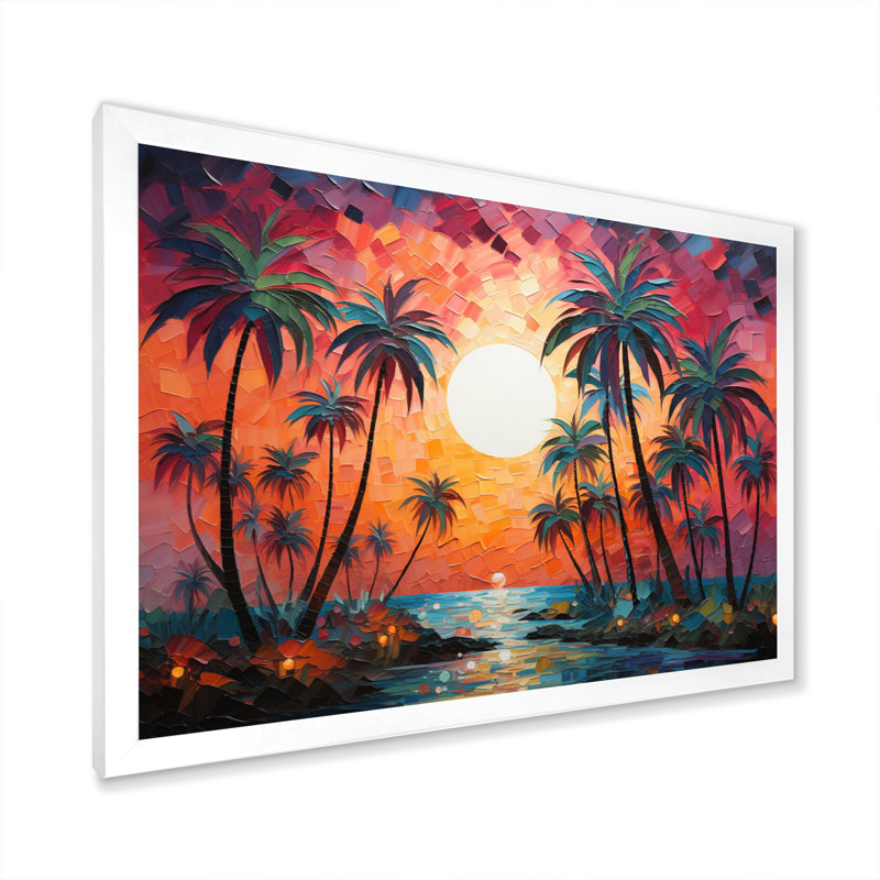 «Orange Orange Palm Trees», reproduction abstraite sur toile, Cadre photo blanc, H 30 po x l 40 po x P 1,5 po