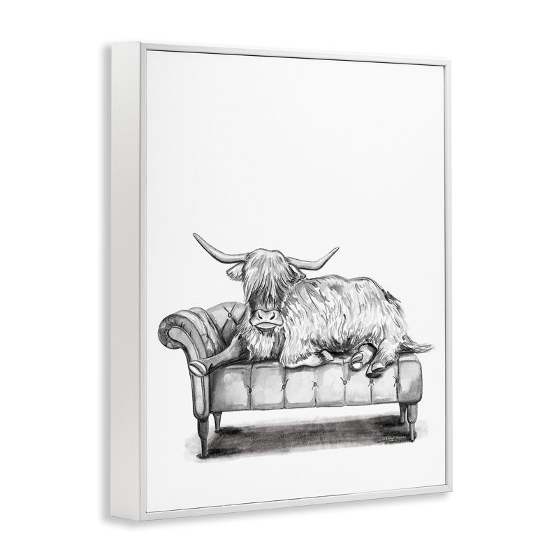 «Longhorn Lounging On Couch», art de la giclée par Rachel Nieman, H 14 po x l 11 po