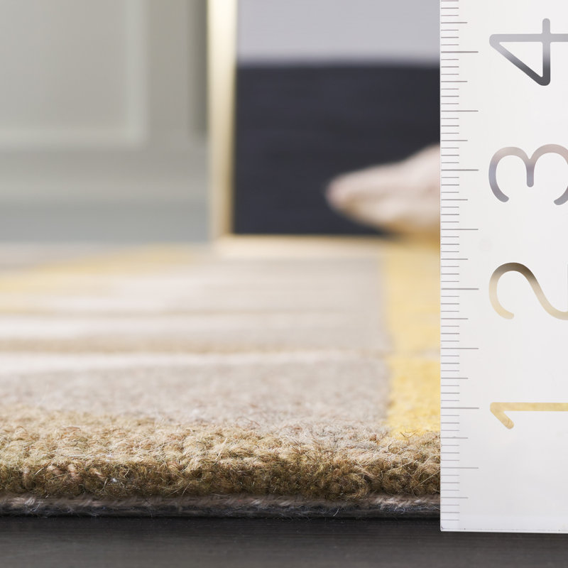 Gilderoy Geometric Hand Tufted Wool/Cotton Area Rug in Gold/Gray, Rectangle 5' x 8'