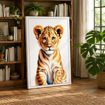 Young Lion Cub Modern - Wrapped Canvas