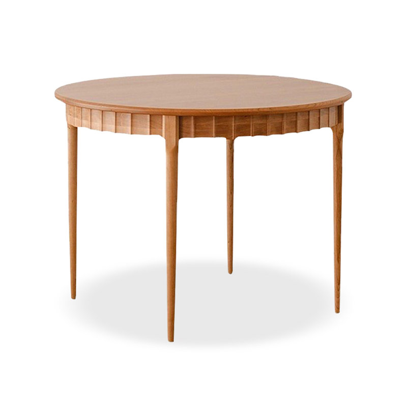 Burlywood Round Solid Dining Table For Dining Room/Kitchen, 29.53"H x 37.4"L x 37.4"W