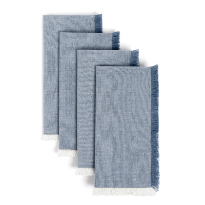 ensemble de 4 serviettes en chambray effilochées