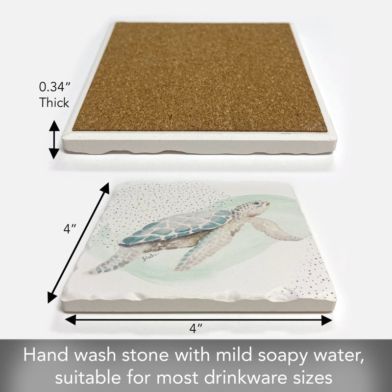 Ocean Sea Turtle Single Tumbled Tile Coaster Create Your Own Set