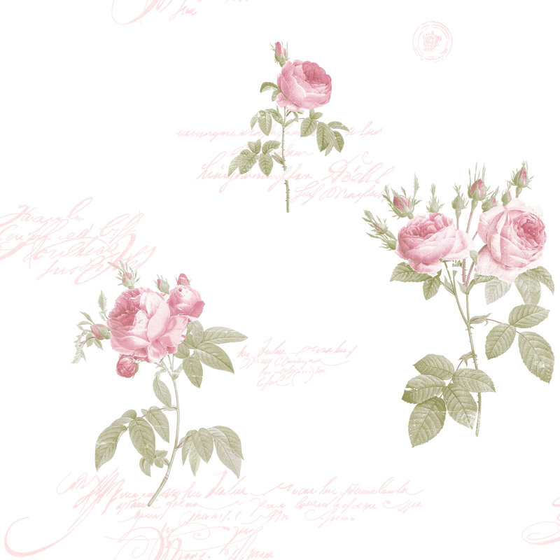 Aubrie 10m x 53cm Matte Wallpaper Roll, White/Pink