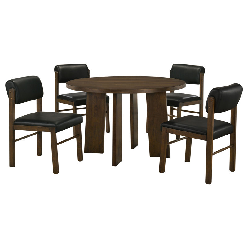 Ensemble de salle à manger 5 pièces Strouse, Black/Walnut, Walnut