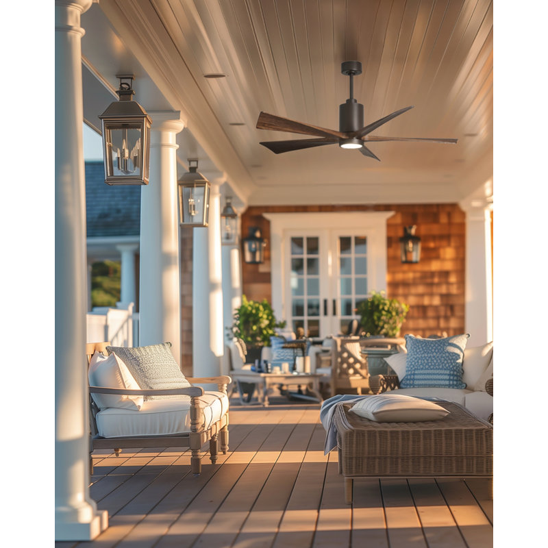Patricia 42'' Ceiling Fan with LED Lights, Textured Bronze, Walnut Tone