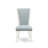 5 Piece Modern Dining Table Set Includes a Round Kitchen Table and 4 Baby Blue Linen Fabric Upholstered Parson Chairs, 42x42 Inch, Linen White-671096809