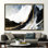 Art mural moderne en marbre noir et doré moderne - Toile peinte à l'encre alcool de luxe