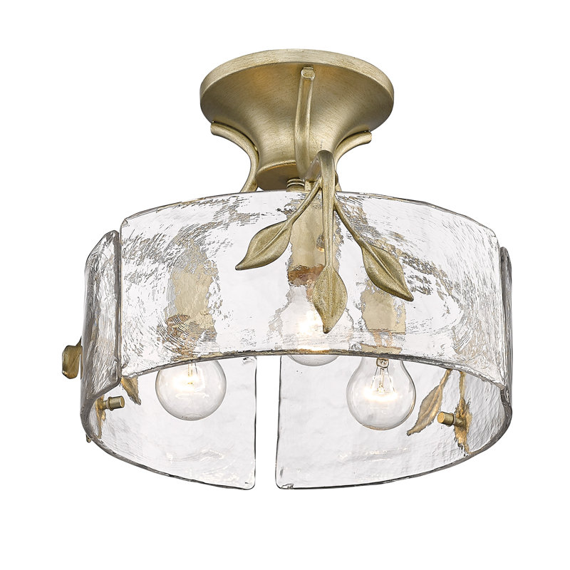 Plafonnier semi-encastré en verre Haelan, Or