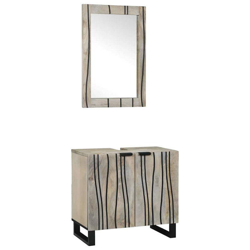 Bathroom Furniture Set With Shelf 2 Pcs 62 X 33 X 58 Cm, Gray