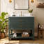 Meuble-lavabo simple 36 po avec plateau en marbre artificiel 36 po, entièrement assemblé, vert-124851758