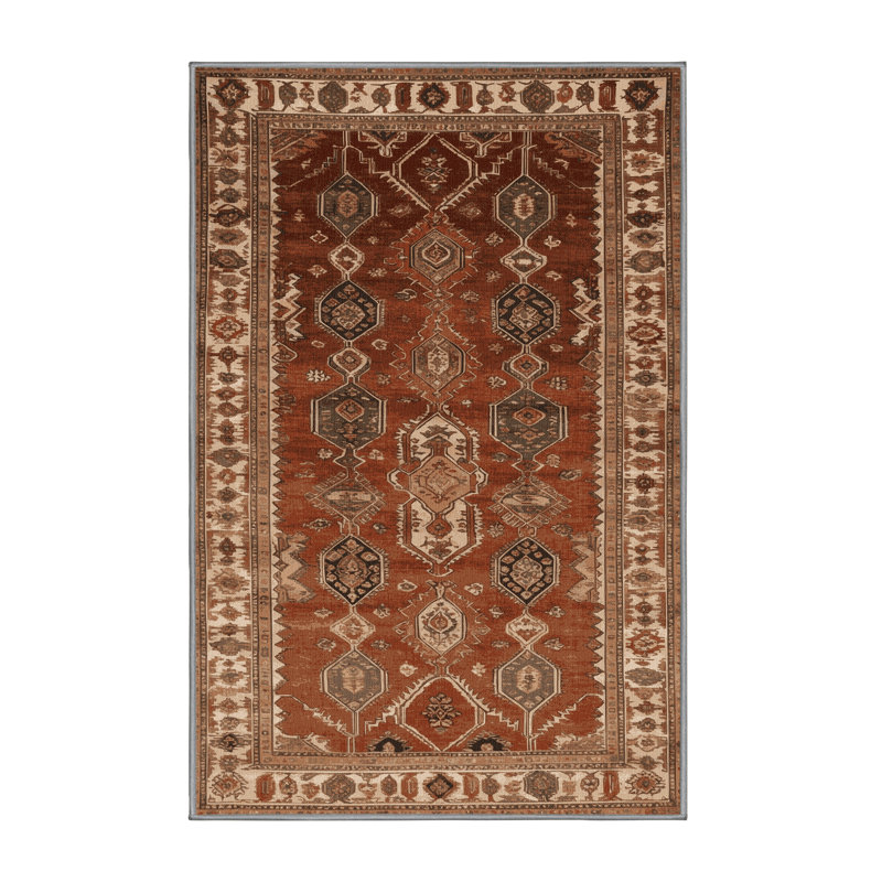 Tapis brun lavable à la machine, Rectangle 5 pi x 7 pi