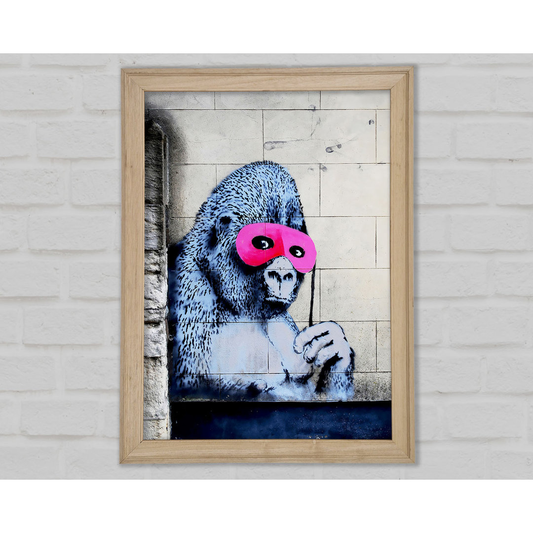 Gerahmtes Leinwandbild Pink Gorilla Mask