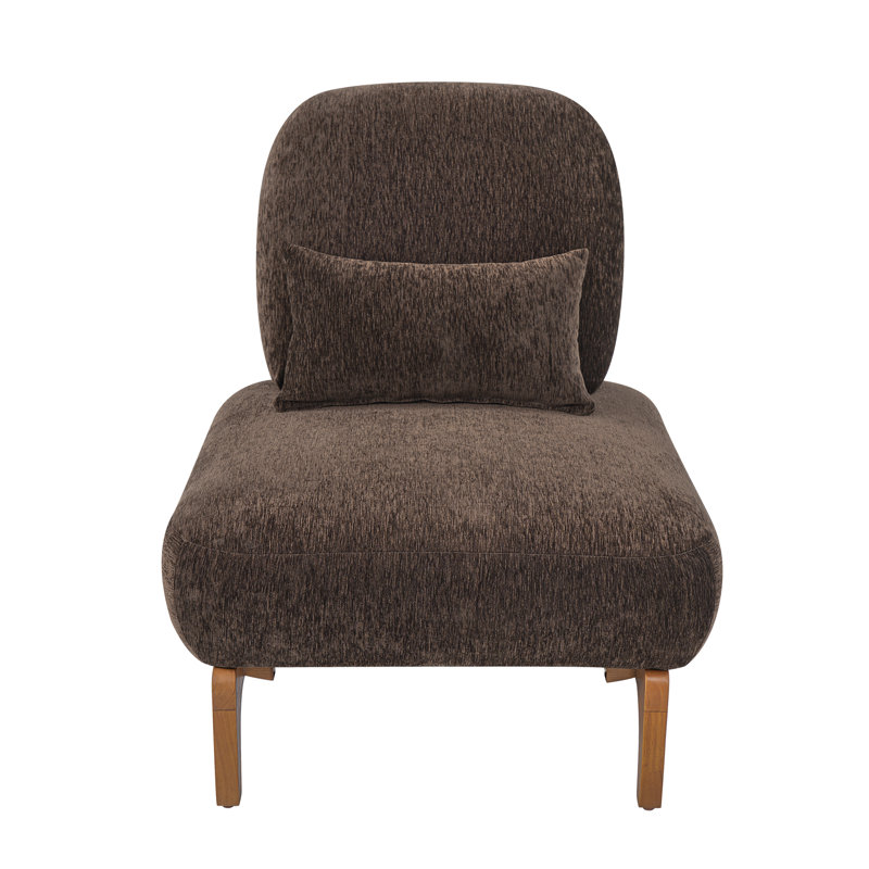 Chaise d'appoint rembourrée sans accoudoirs Hamilton, Dark Brown Polyester, 2