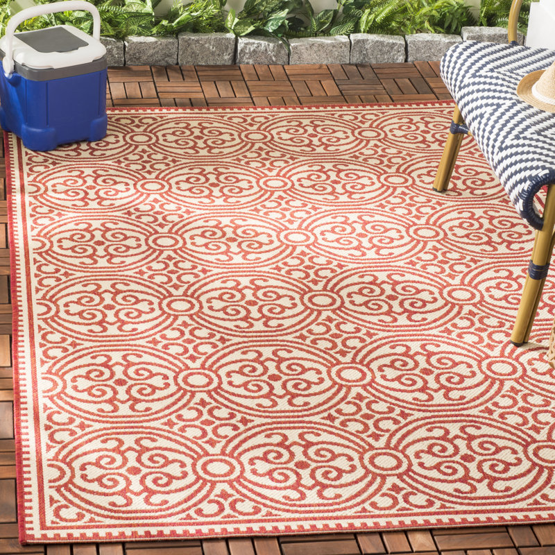 Gilmore Geometric Hand Hooked Indoor / Outdoor Area Rug, Rectangle 155 x 229 cm