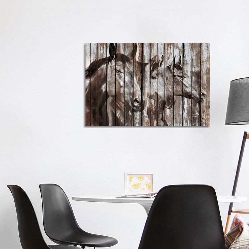 Three Horses 1 Piece Wrapped Canvas Wall Art, 66cm H x 101.5cm W