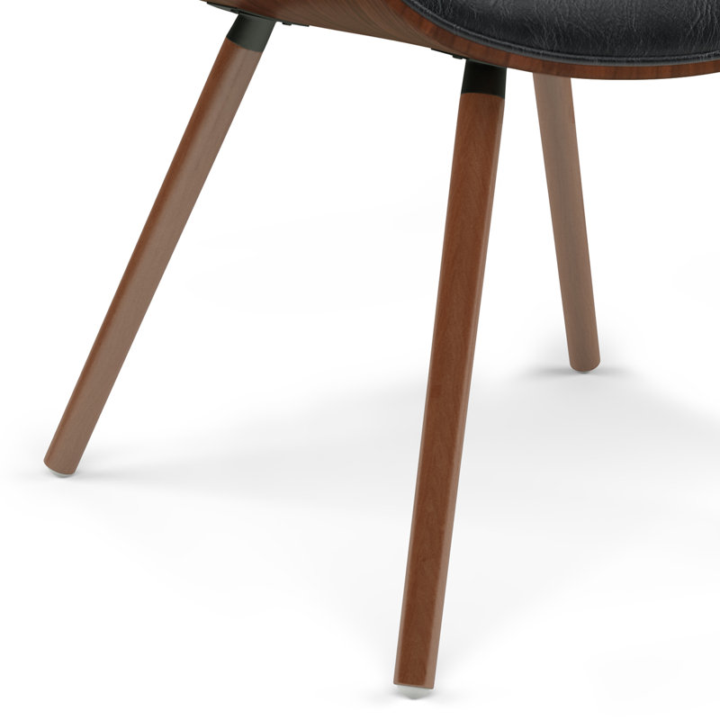 Mid-Century Modern Black Faux Leather Upholstered Side Chair