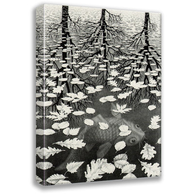 Three Worlds by M.C.Escher Gallery Wrapped Canvas