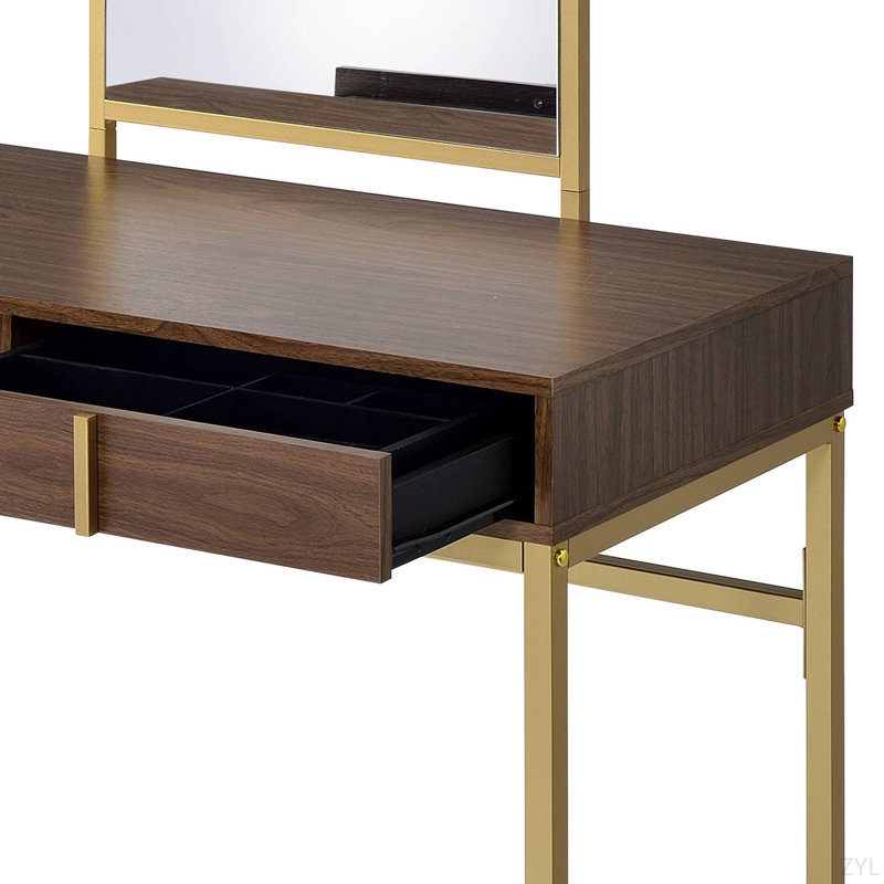 Bureau de meuble-lavabo avec miroir et plateau à bijoux Coleen