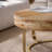 Modern Round Coffee Table with Exquisite Wooden Carving and Sturdy Metal Legs for Versatile Use in Living Room, Reception Room, and Office