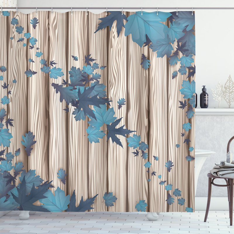 Ensemble de rideau de douche et crochets Autumn, H 69 po x l 75 po, Bleu mer