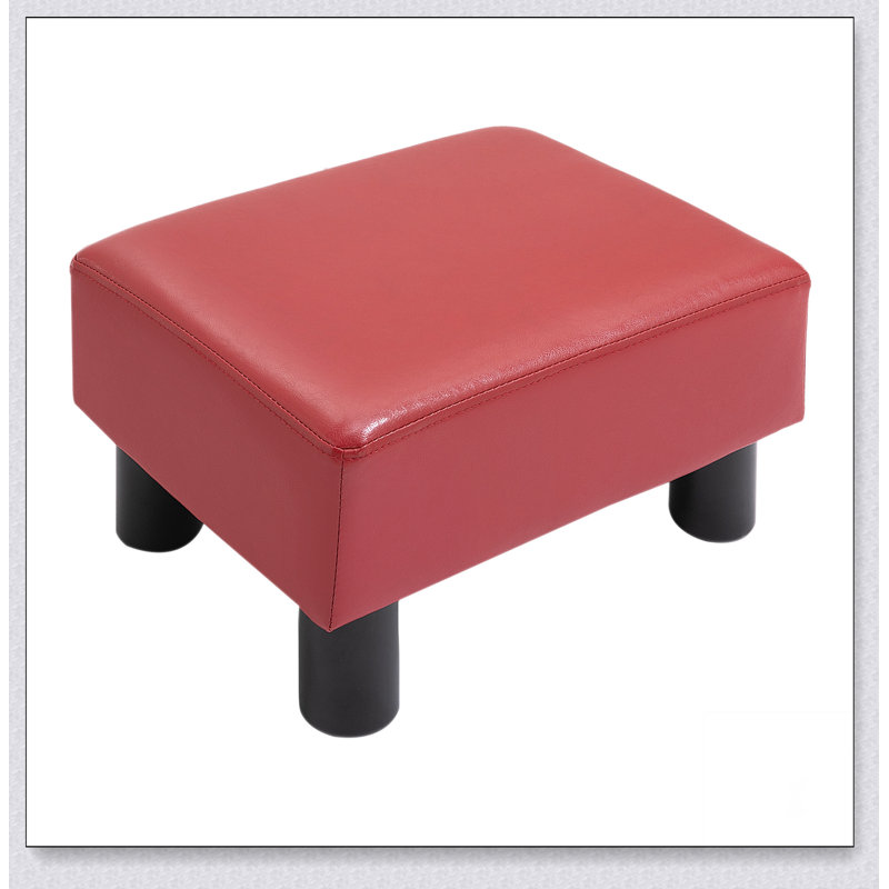 Repose-pieds repose-pieds, petit tabouret avec revêtement en similicuir, repose-pieds repose-pieds rectangulaire avec siège rembourré en mousse et pieds en plastique, rouge
