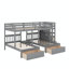 Lit superposé double au-dessus de simple et double, construit avec des sections de rangement-518452169