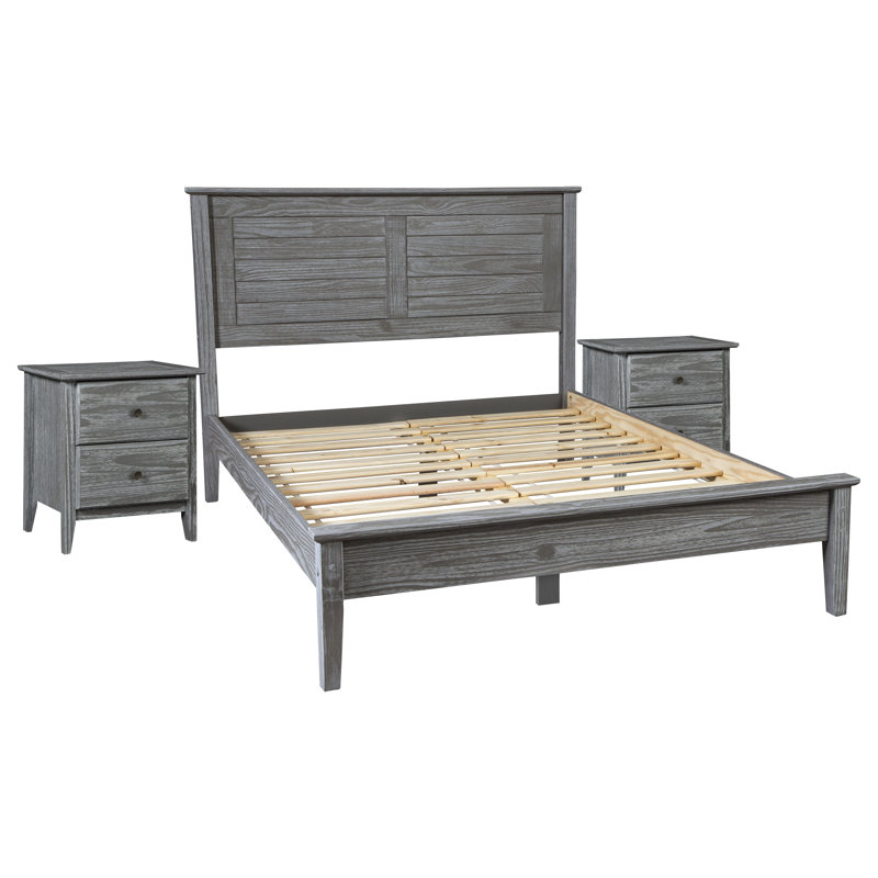 Greenport Solid Wood Piece Bedroom Set, Brushed Gray, Queen