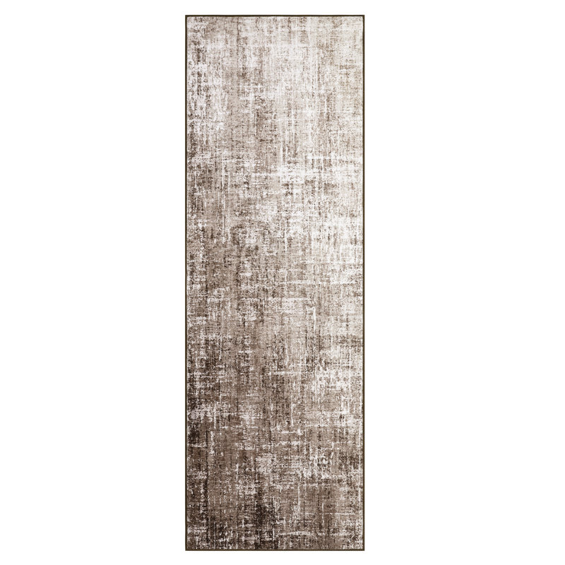 Abstract Machine Printed Area Rug, Beige, Runner 60 x 230 cm