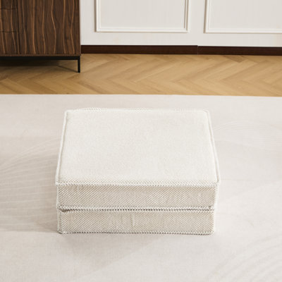Convertible Floor , Mahjong Circle Fleece, White, High - Quality Support, Reading Corners Compression Modular And With Fleece Fabric No Assembly For Small Living Areas