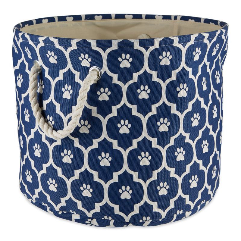 Panier en tissu Lattice Paw, H 15 po x l 18 po x P 18 po, Bleu nautique
