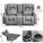 Manual Reclining Loveseat Sofa With Center Console, Cup Holders And LED Lights - Plush Theater Seating-807406451
