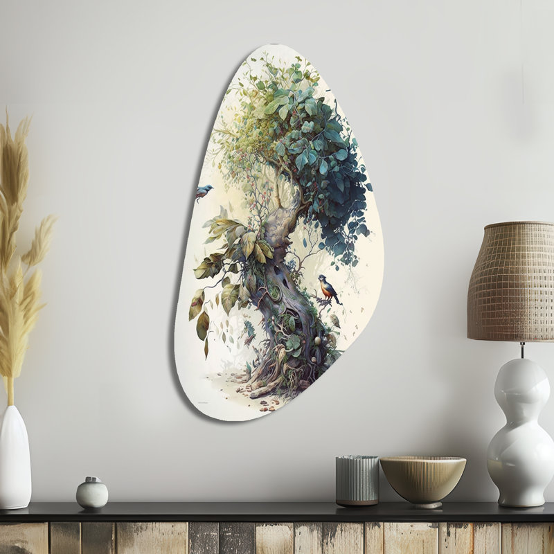 Arbre dans la nature - art mural en forme d'arbre de forme unique, sculpture murale asymétrique en métal, H 39 po x l 21 po
