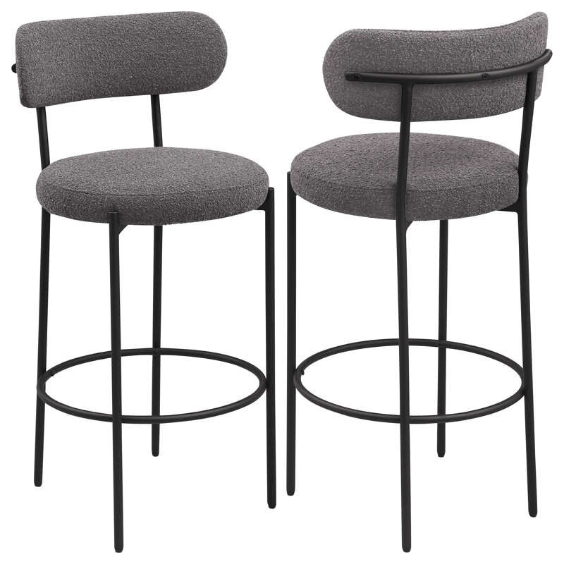 Ensemble de 2 chaises de bar Concord Grey Boucle, Tabouret