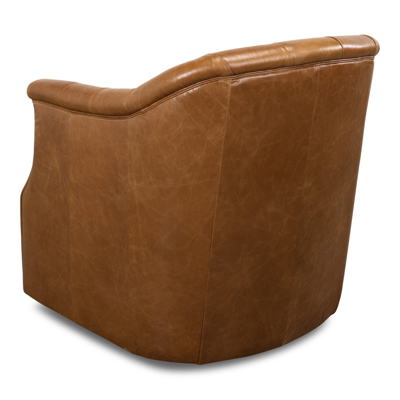 Coolidge Swivel Club Chair, Cuba Brown Genuine Leather