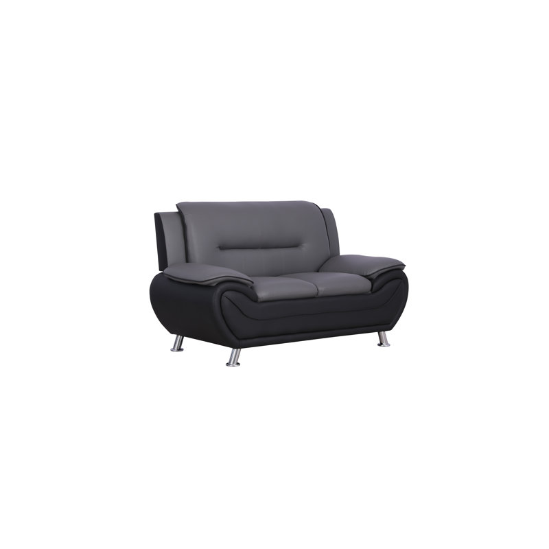 Causeuse en cuir 60 po Bernartice, Similicuir gris / noir
