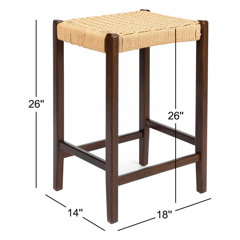 Piper 26" Counter Stool, Natural/Walnut