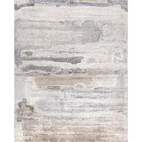 Hand Knotted Abstract Area Rug in Beige/Gray/Ivory